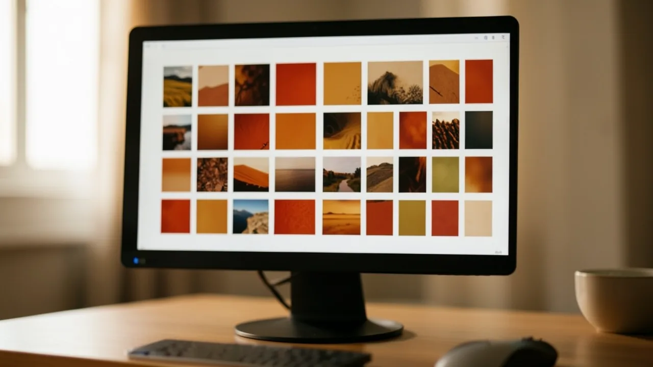 Pantalla que mostra una galeria d'imatges en miniatura en un editor